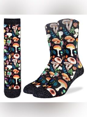 Men's Mushroom Pattern Crew Socks Adult Shoe 8-13 NWT
